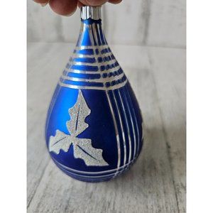 Radko shiny‎ Brite leaf blue teardrop vintage ornament striped Xmas tree